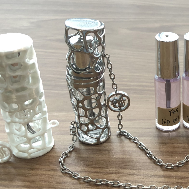 Untitled Femme prototypes and lip oil samples on the workbench